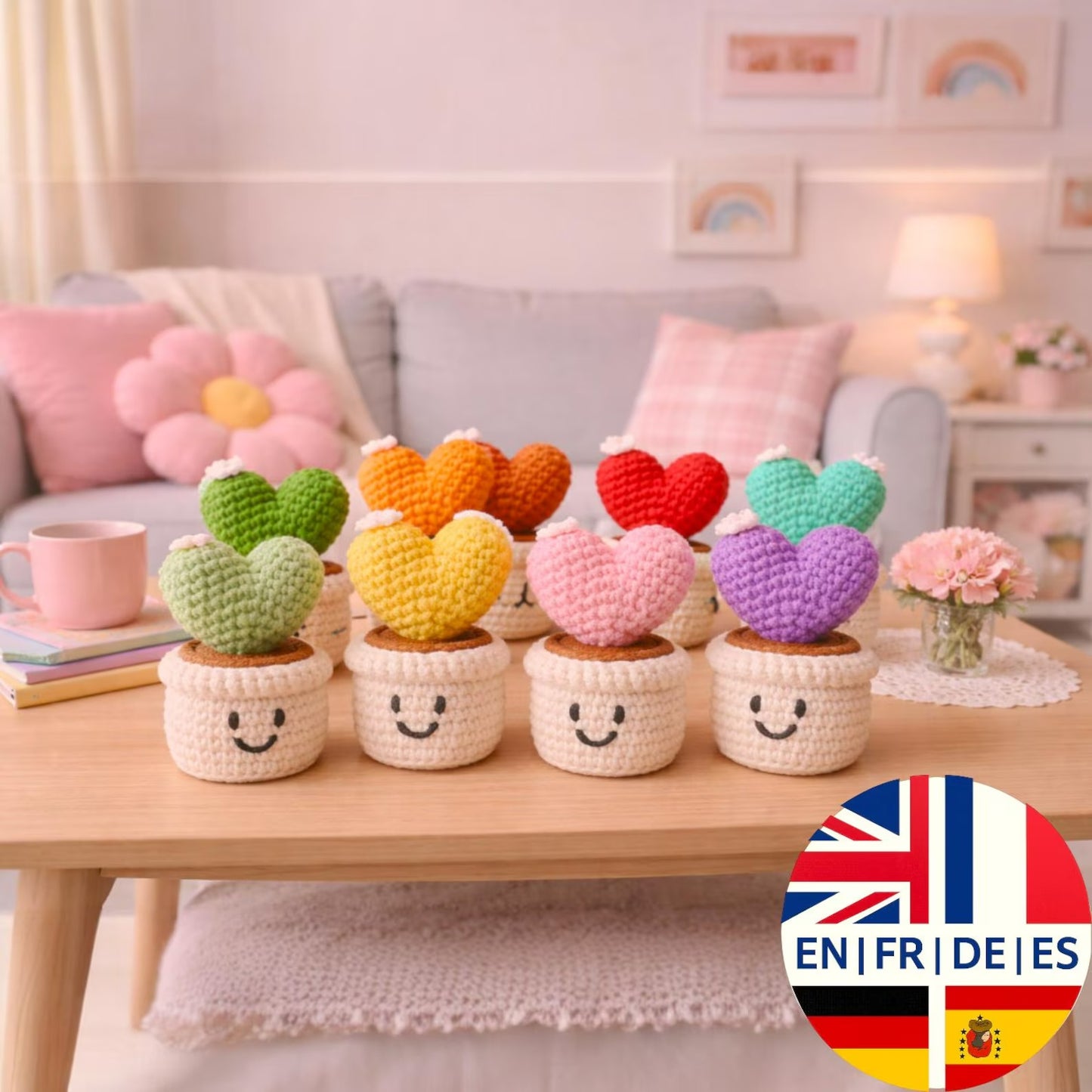 Cutesie Colorful Heartpots Crochet Pattern