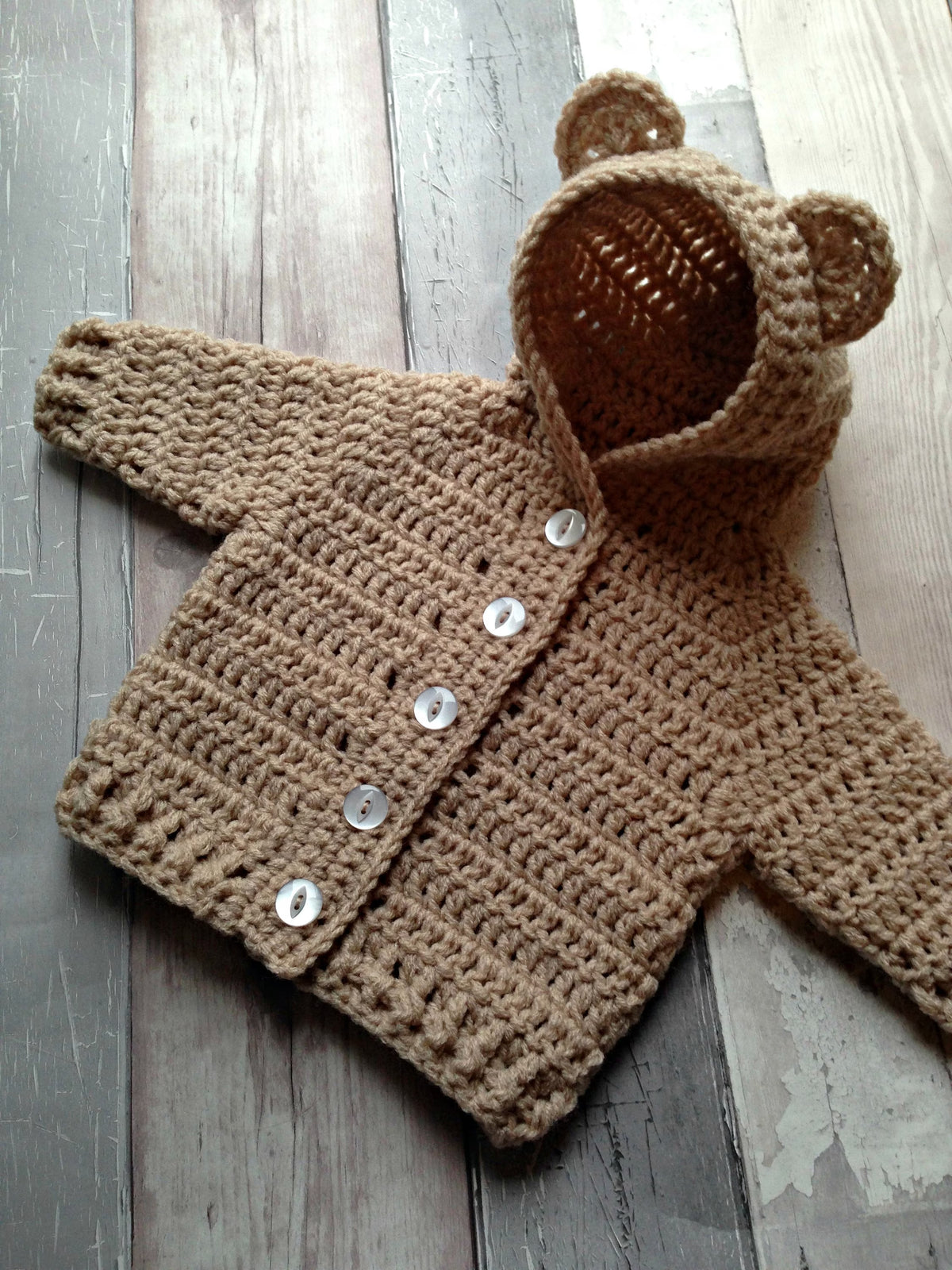 Cuddly Bear Hooded Jacket Crochet Pattern