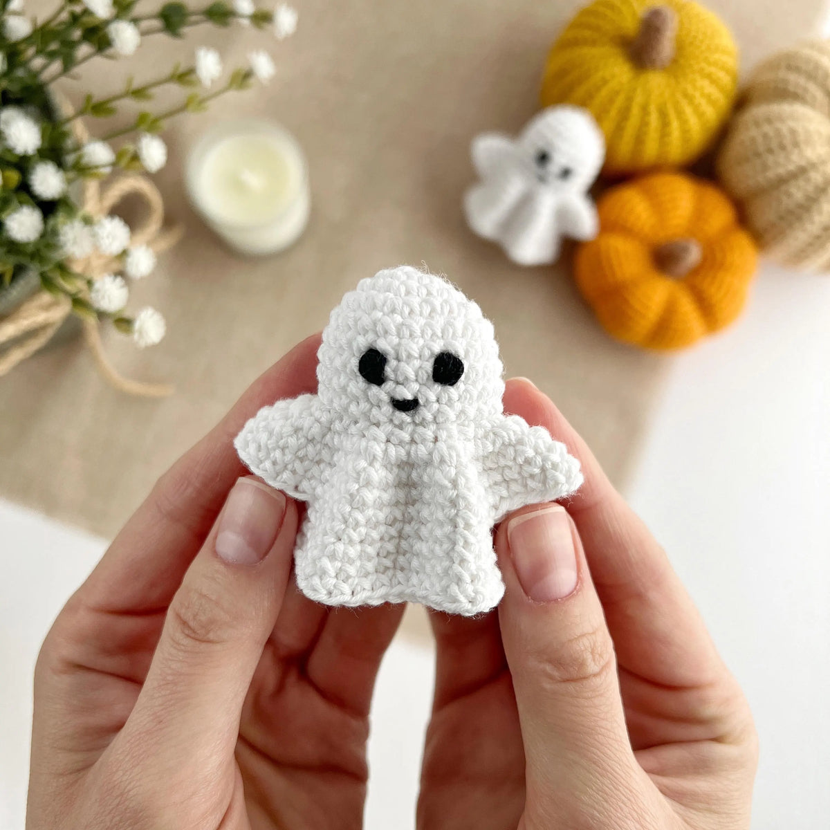 Spooky Halloween Ghost Keychain Crochet Pattern
