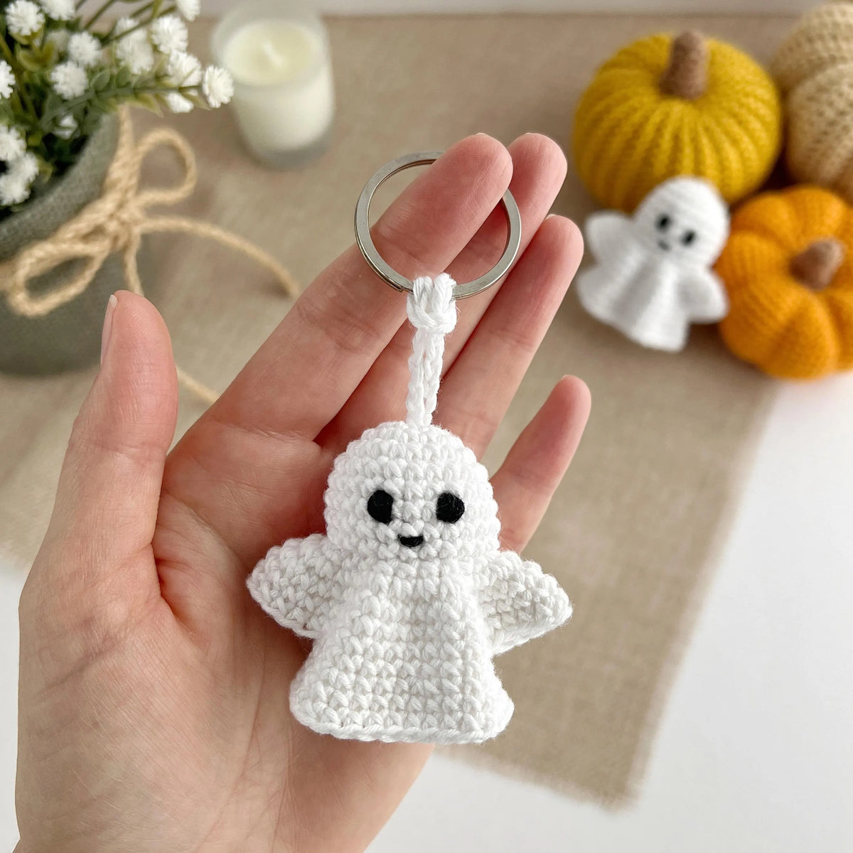 Spooky Halloween Ghost Keychain Crochet Pattern