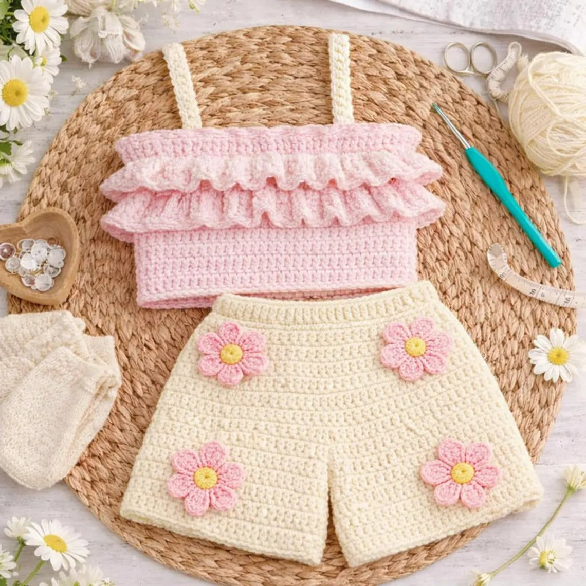 Little Girl Floral Terno Outfit Crochet Pattern