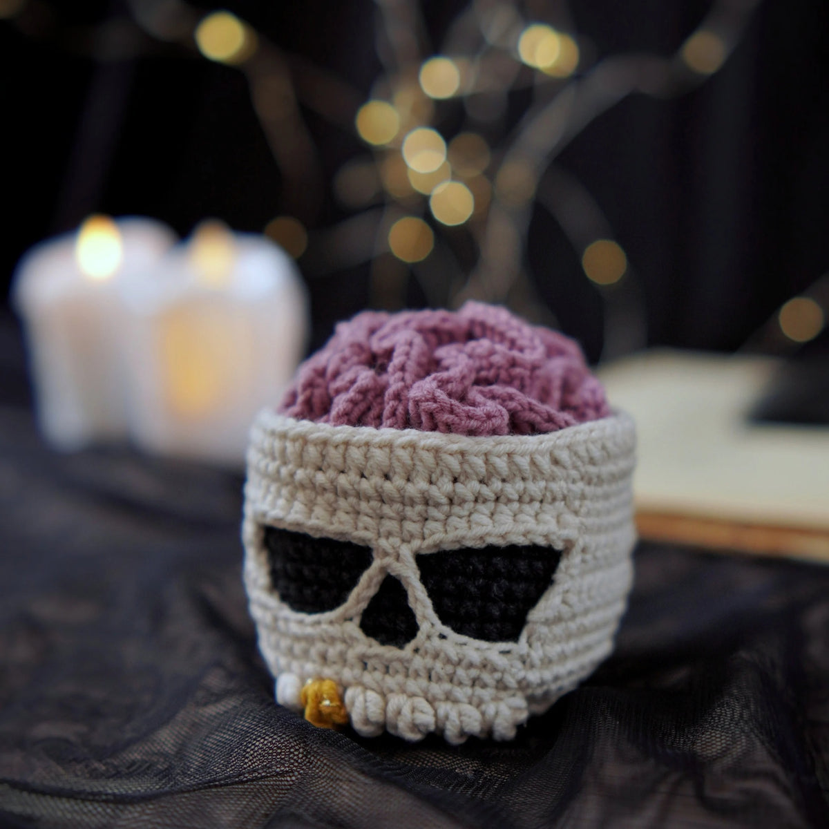 Spooky Skull Drink Coaster Crochet Pattern