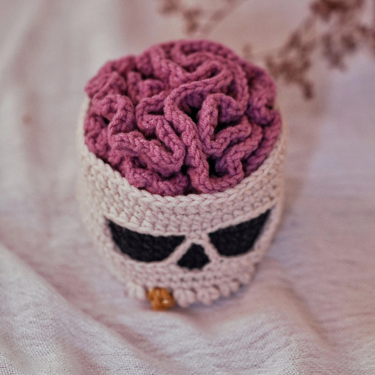 Spooky Skull Drink Coaster Crochet Pattern