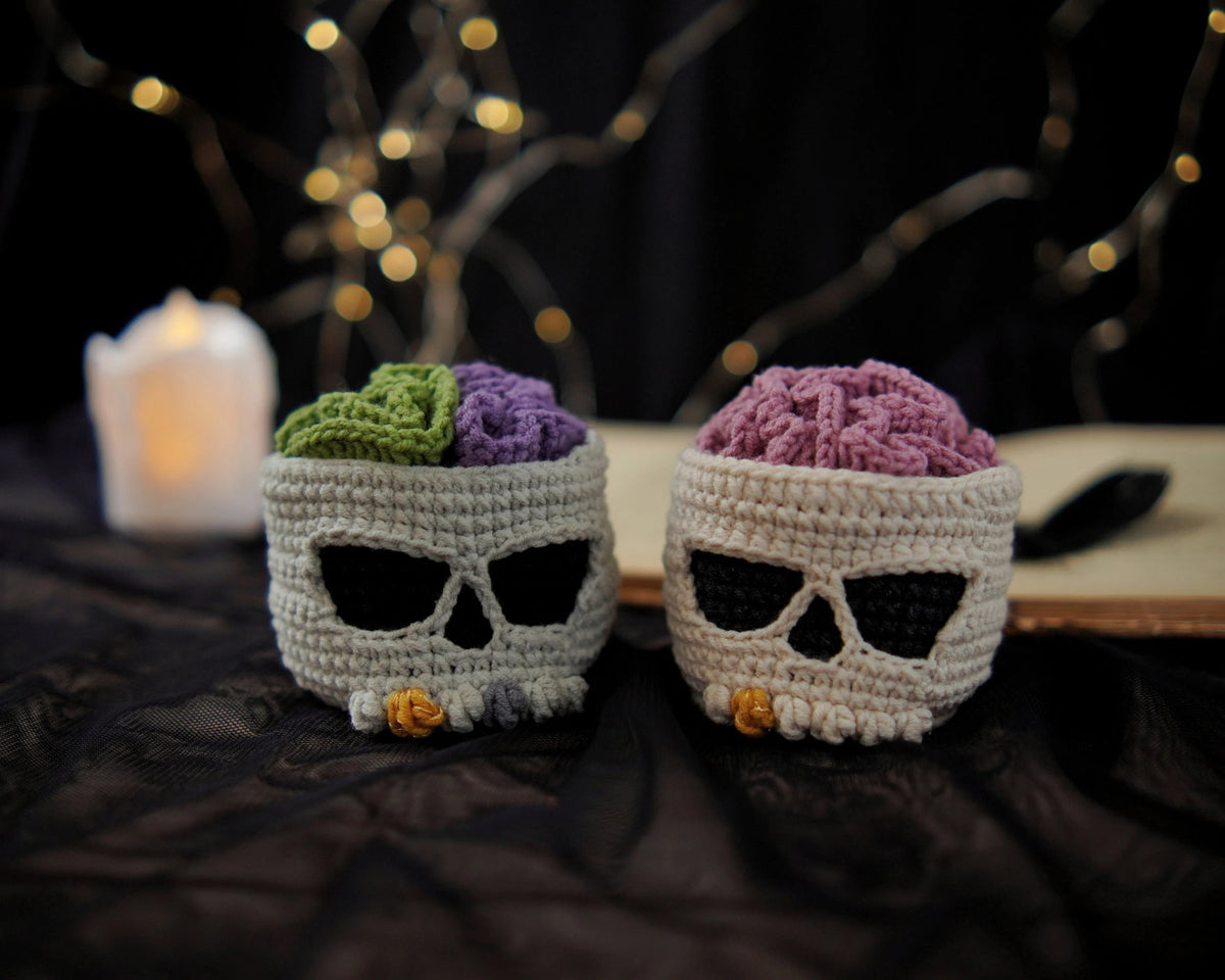 Spooky Skull Drink Coaster Crochet Pattern