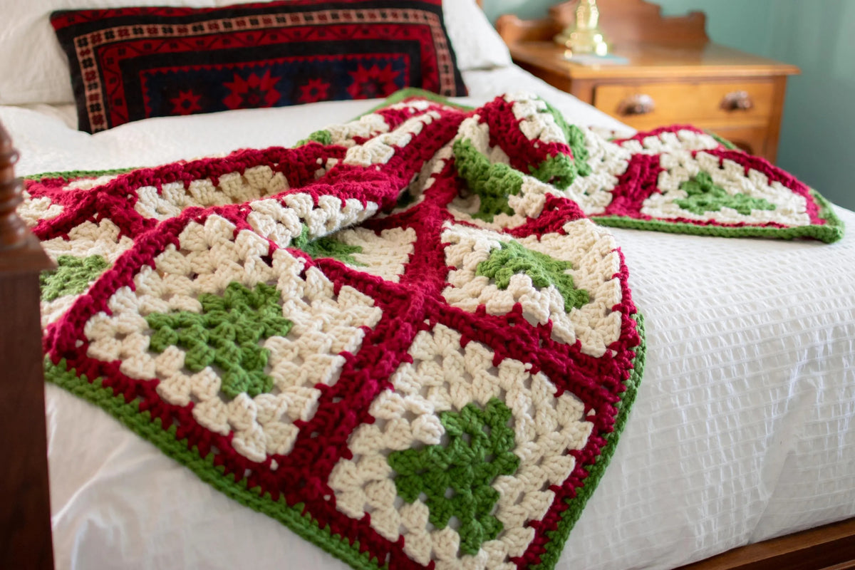 Cozy Christmas Tree Granny Square Blanket Crochet Pattern