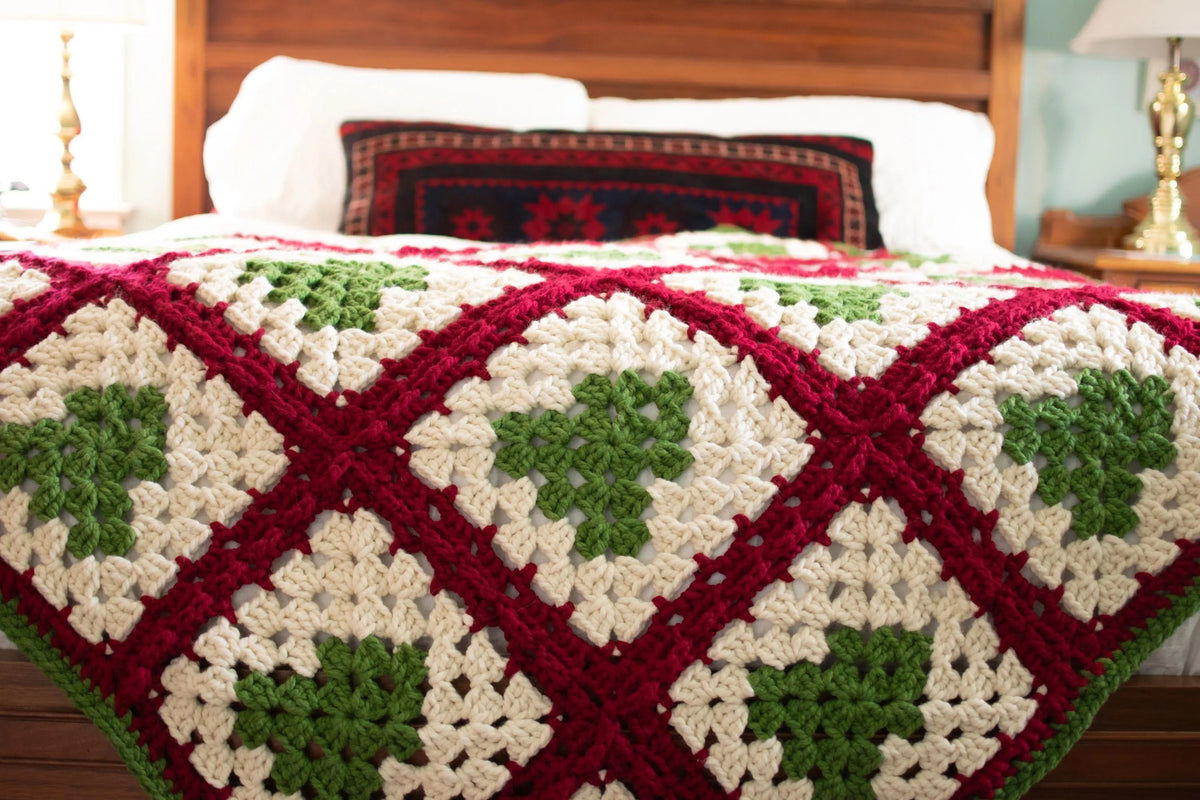 Cozy Christmas Tree Granny Square Blanket Crochet Pattern