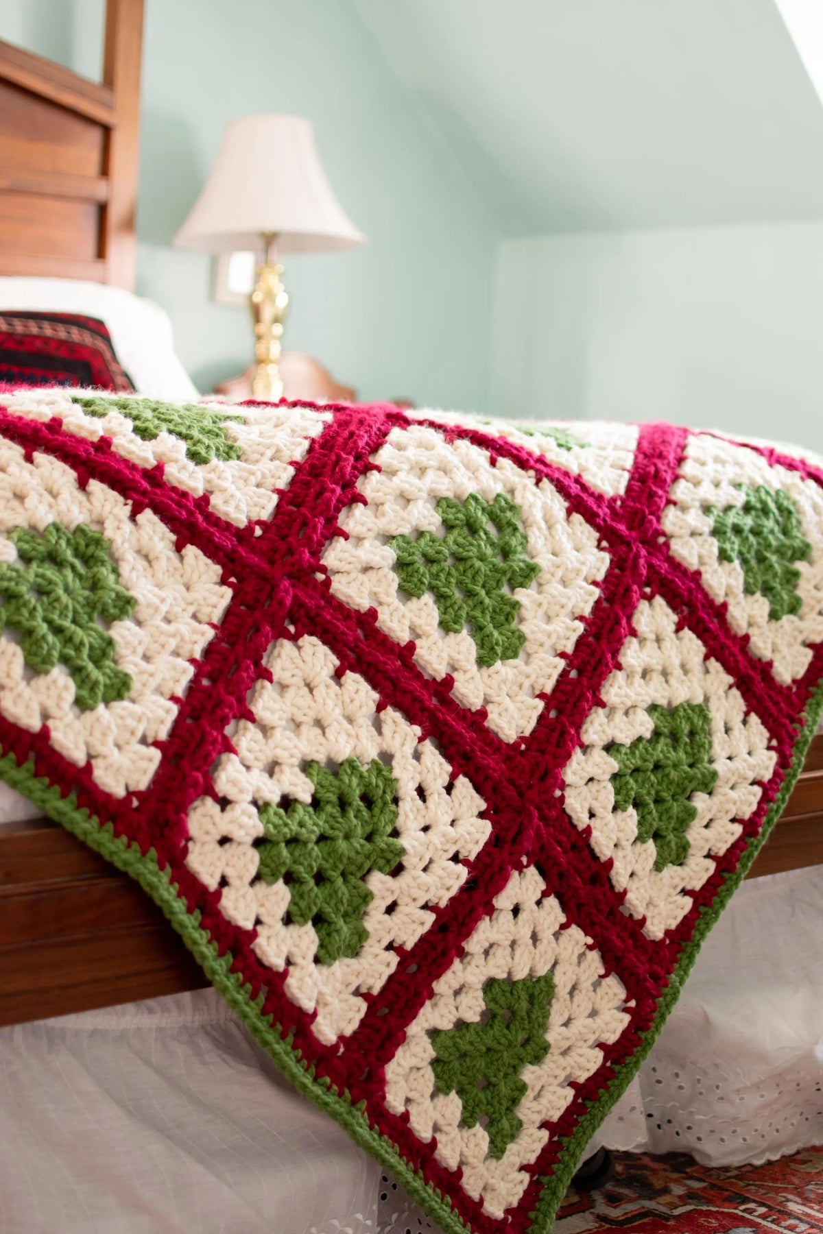 Cozy Christmas Tree Granny Square Blanket Crochet Pattern