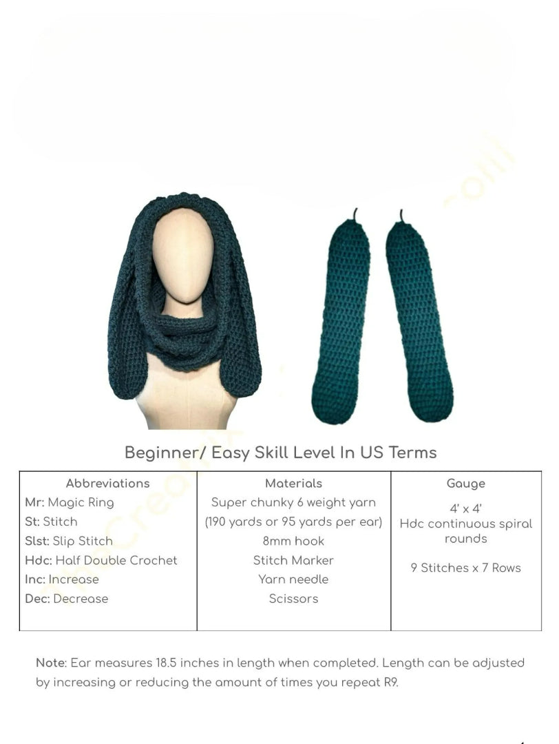 Fashionable Bunny Hood Crochet Pattern