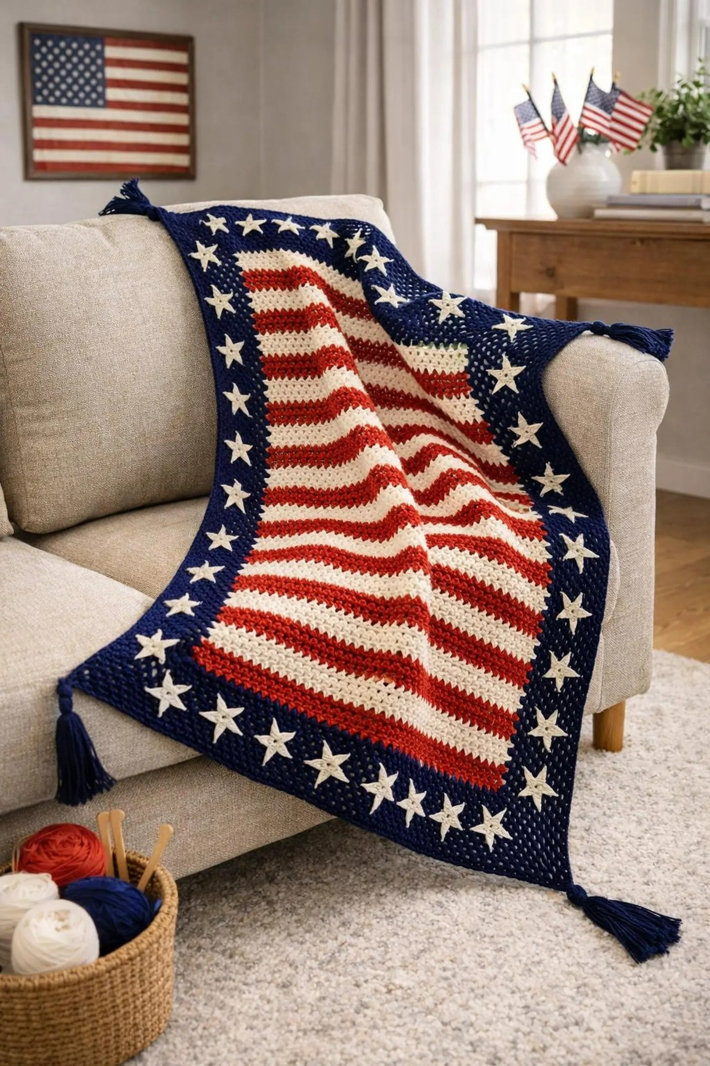 Freedom Day Mini Banner Decor Crochet Pattern