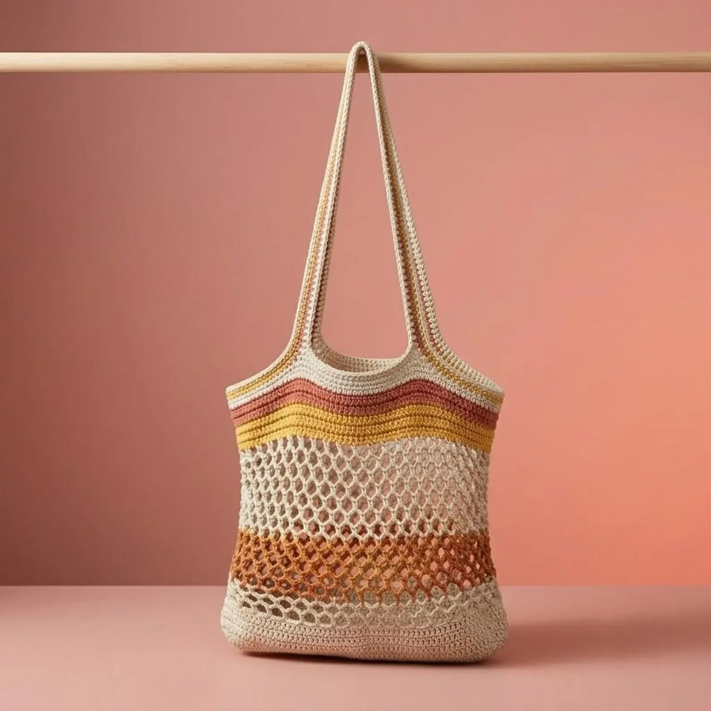 Multi-colored Market Mesh Bag Crochet Pattern