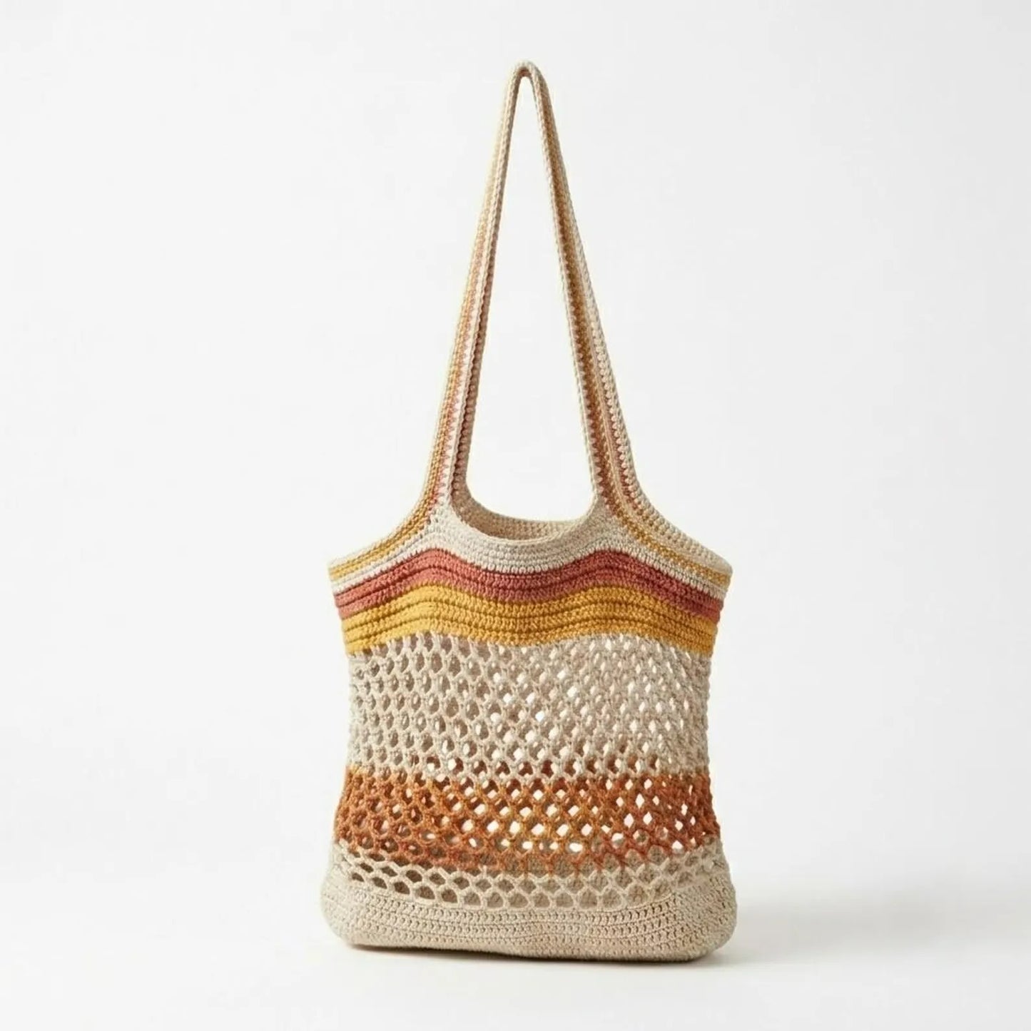 Multi-colored Market Mesh Bag Crochet Pattern