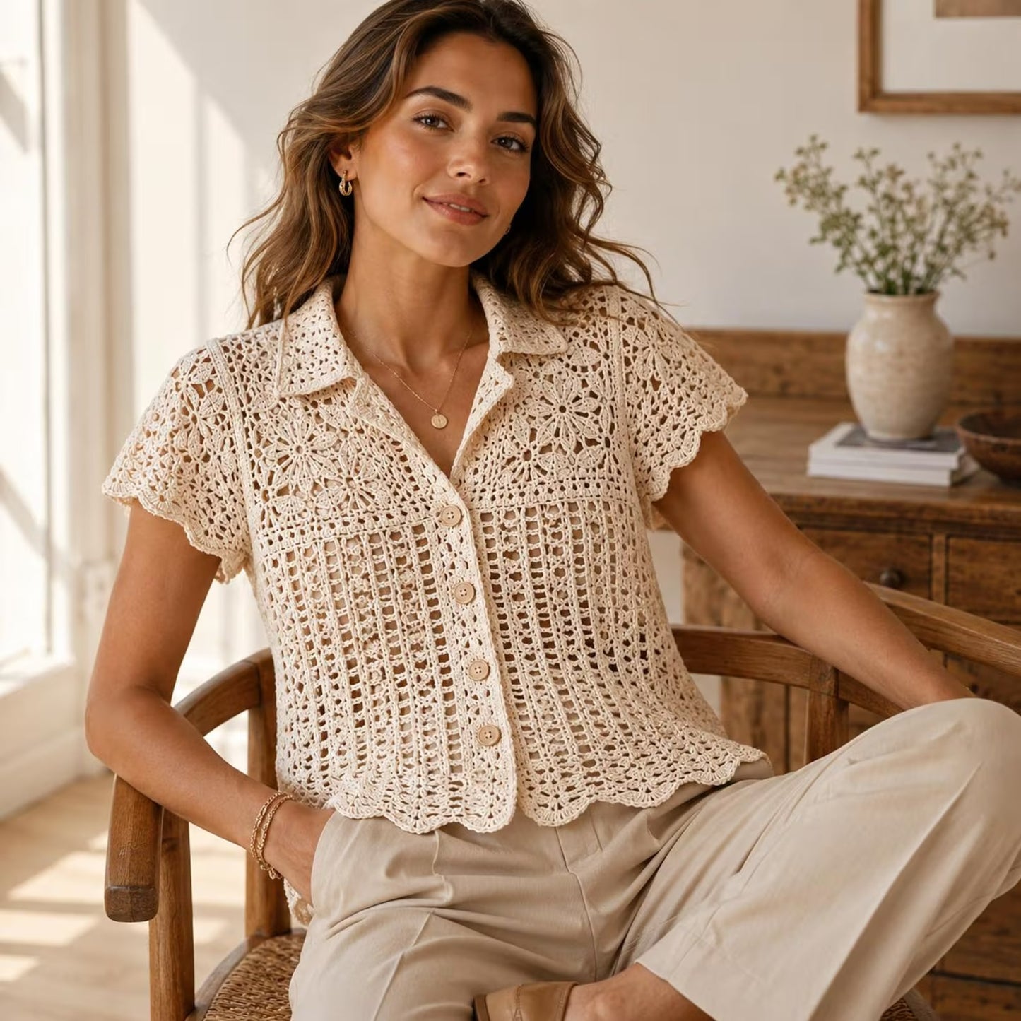 Chic Everyday Fastened Blouse Crochet Pattern