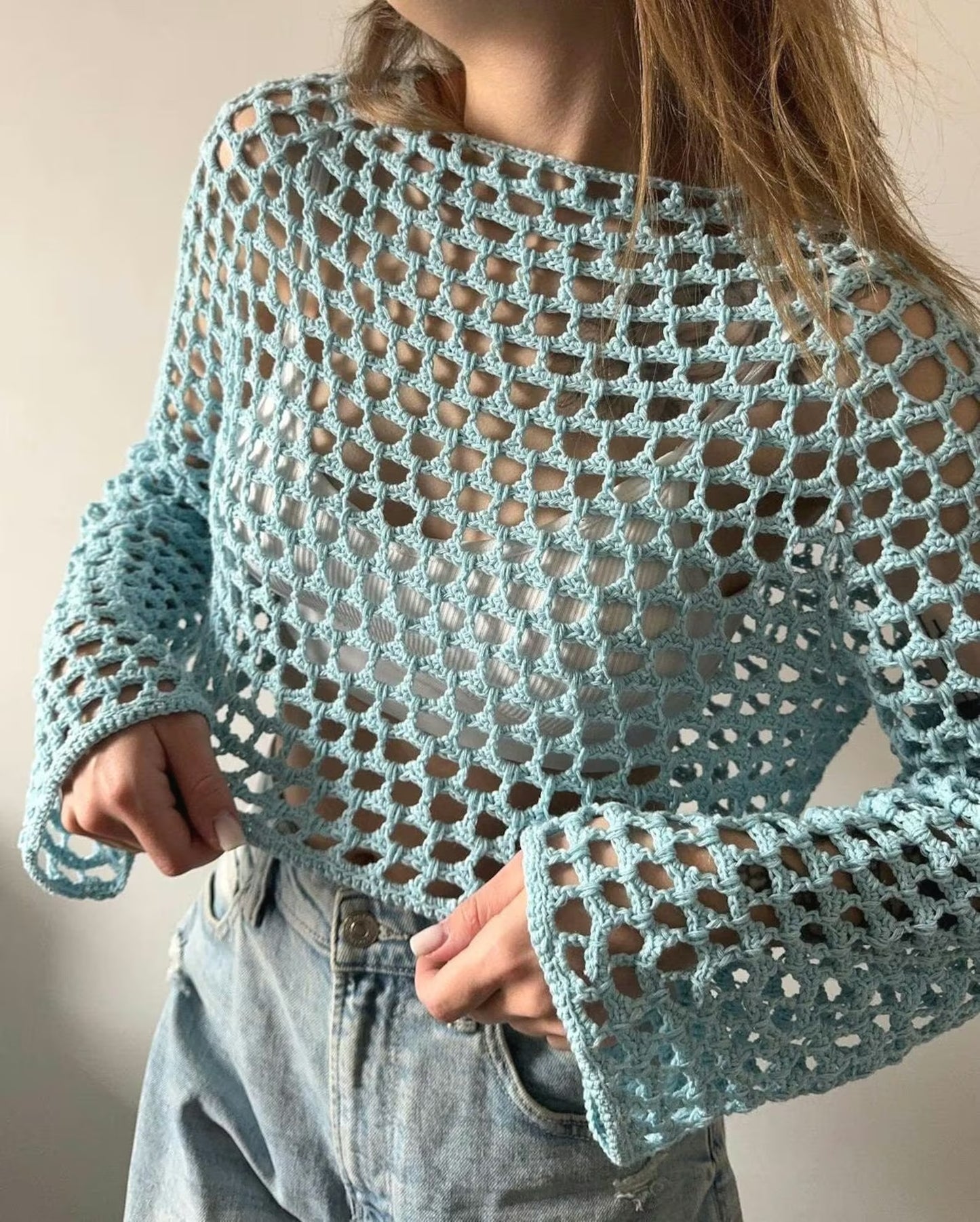 Trendy Net Sweater Crochet Pattern