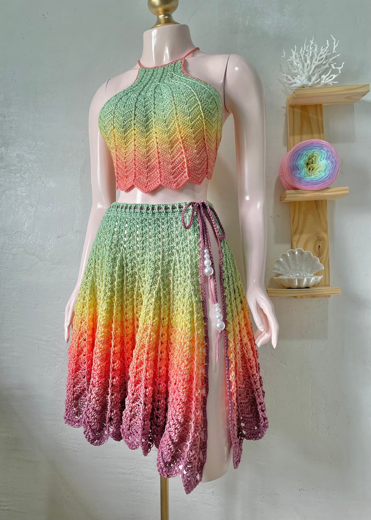 Rainbow Openwork Resort Skirt Crochet Pattern