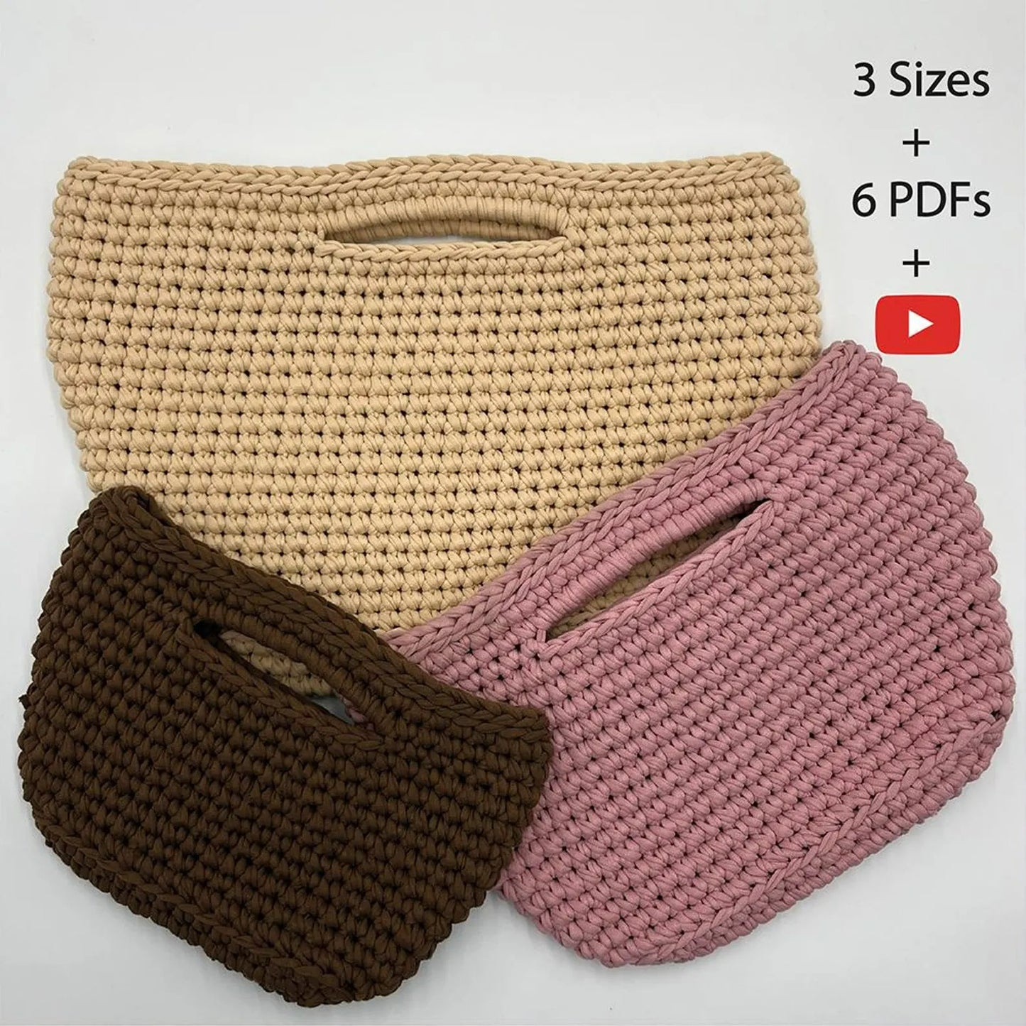 Multisize Trendy Clutch Hand Bag Crochet Pattern