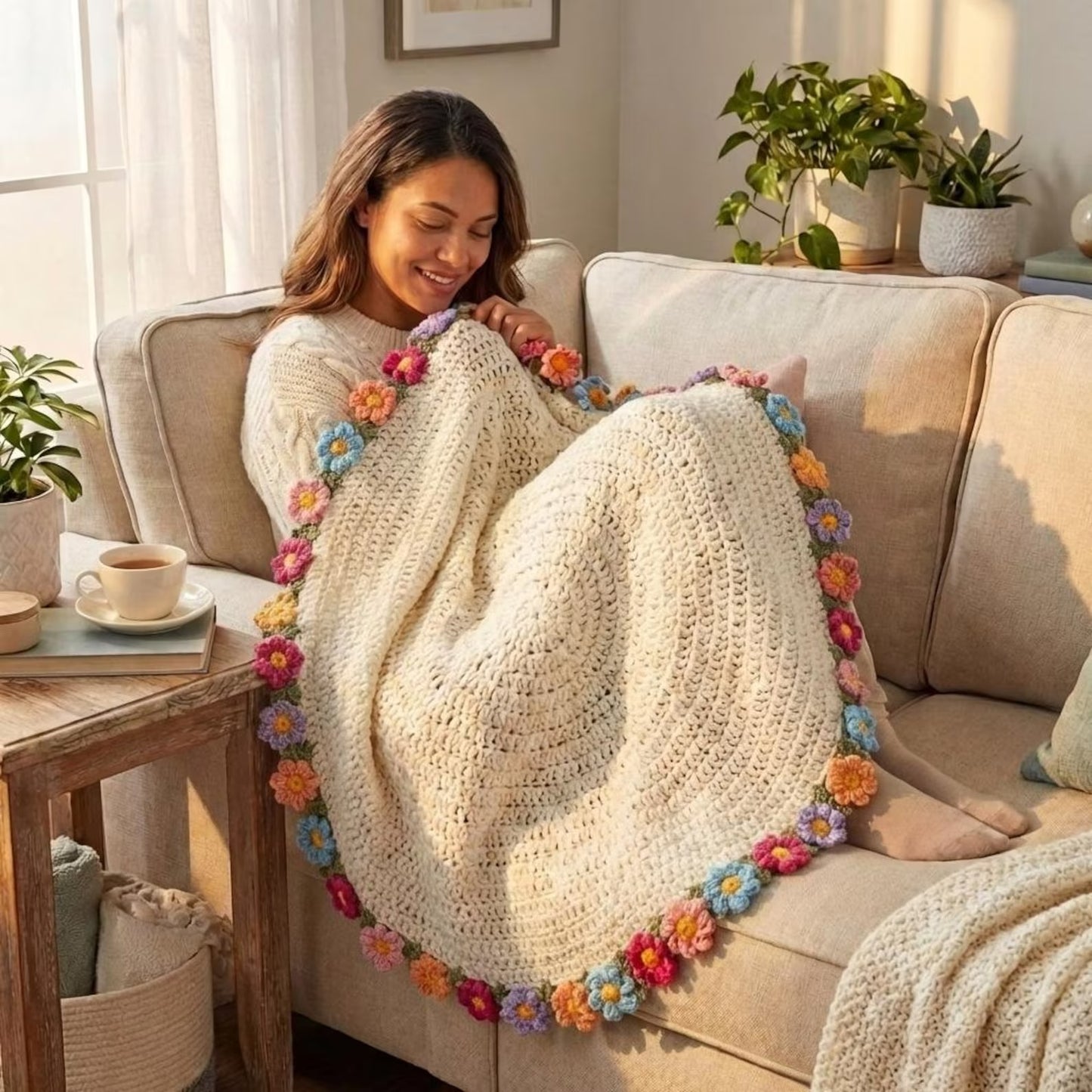 Trendy Garden Escape Decor Blanket Crochet Pattern