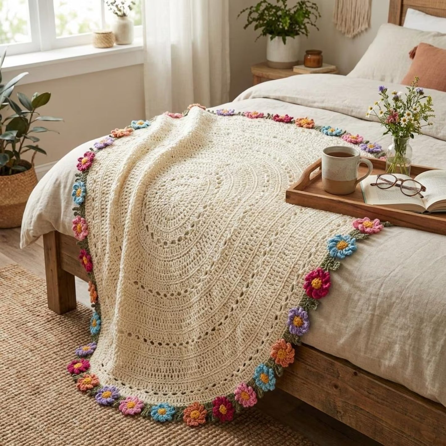 Trendy Garden Escape Decor Blanket Crochet Pattern
