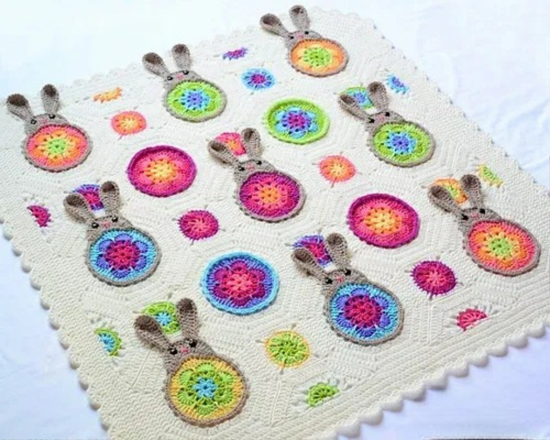 Woodland Bunny Bloom Blanket Crochet Pattern