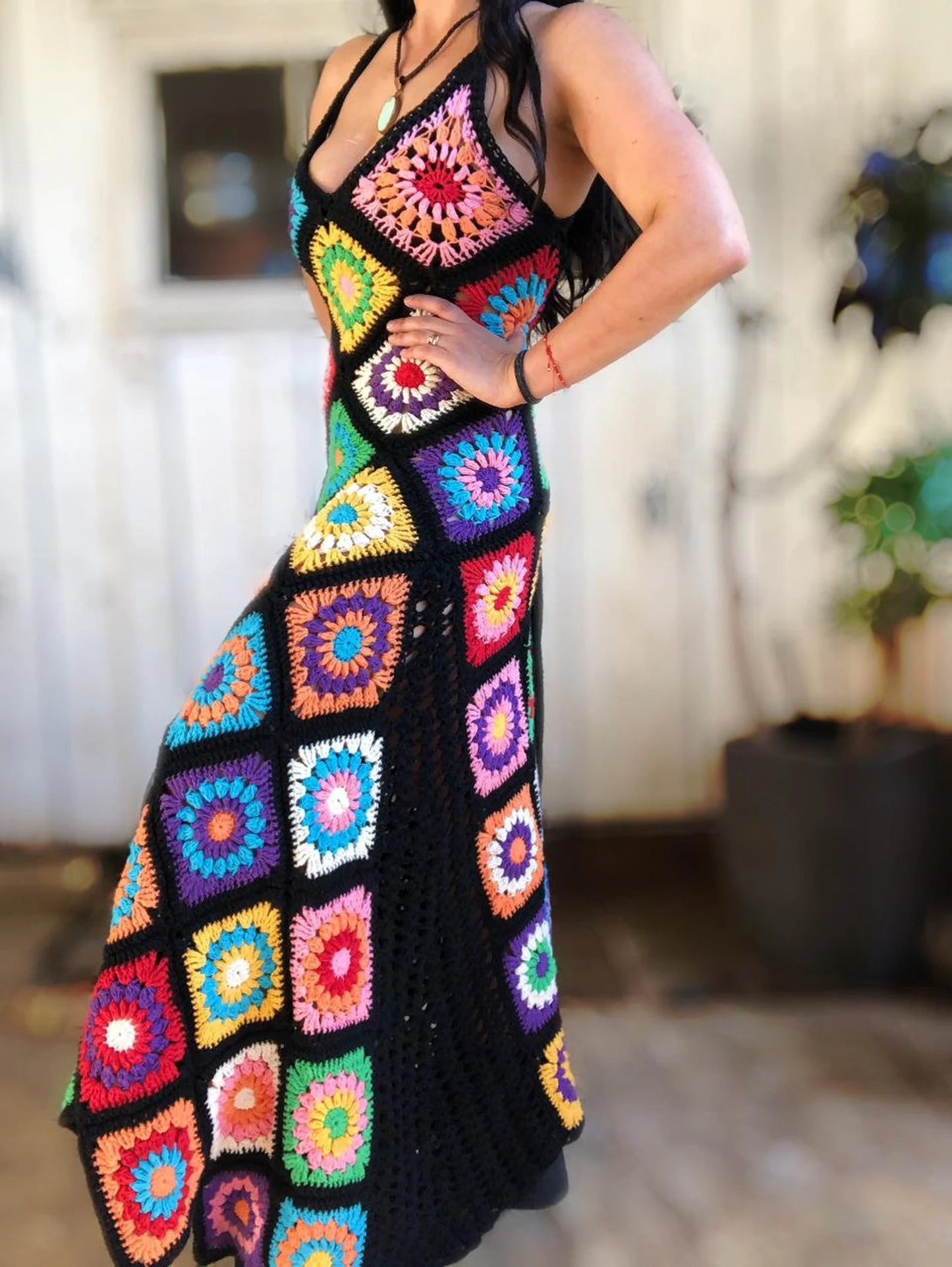 Granny Square Mosaic Dress Crochet Pattern