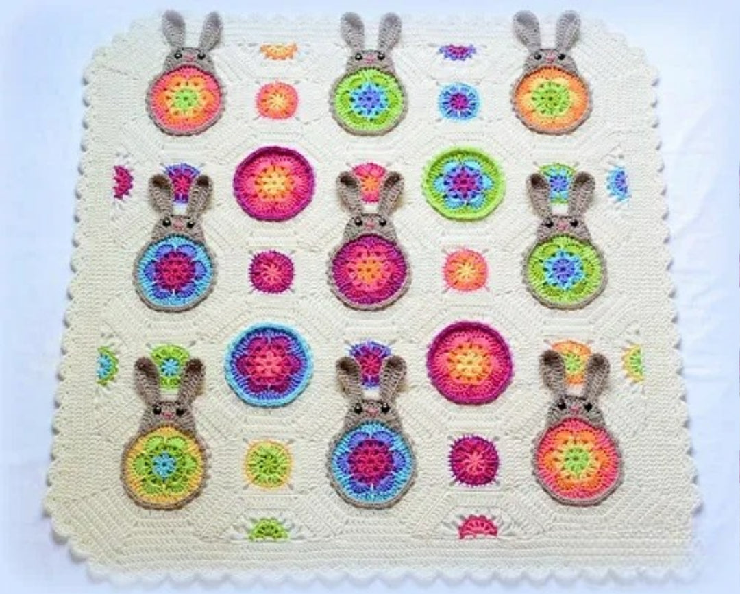 Woodland Bunny Bloom Blanket Crochet Pattern