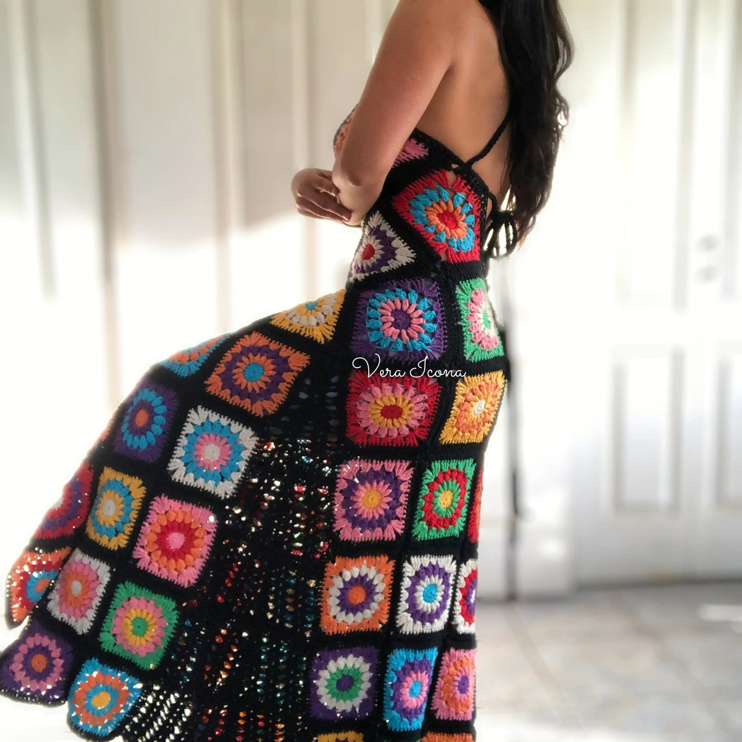 Granny Square Mosaic Dress Crochet Pattern