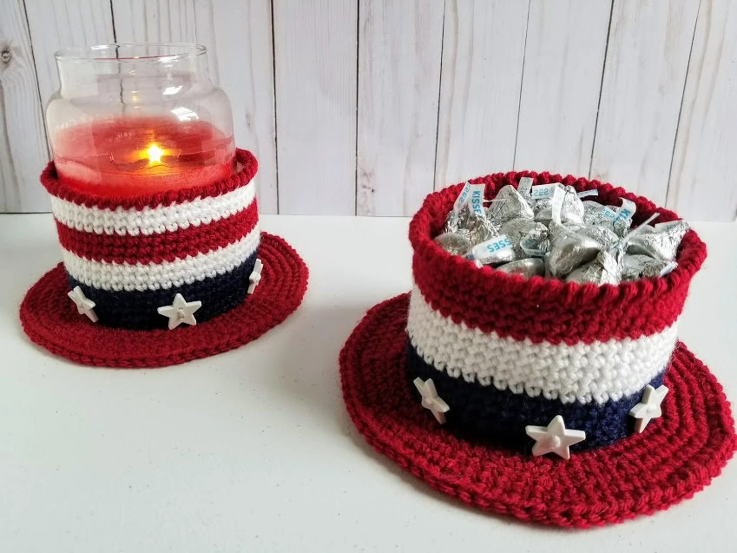 Patriotic Seasonal Bucket Candy Dish Crochet Pattern