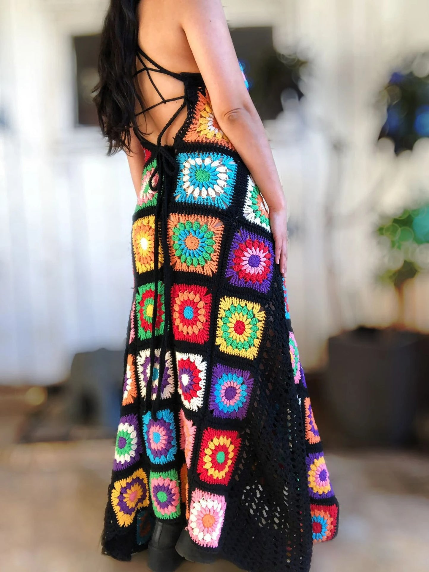 Granny Square Mosaic Dress Crochet Pattern