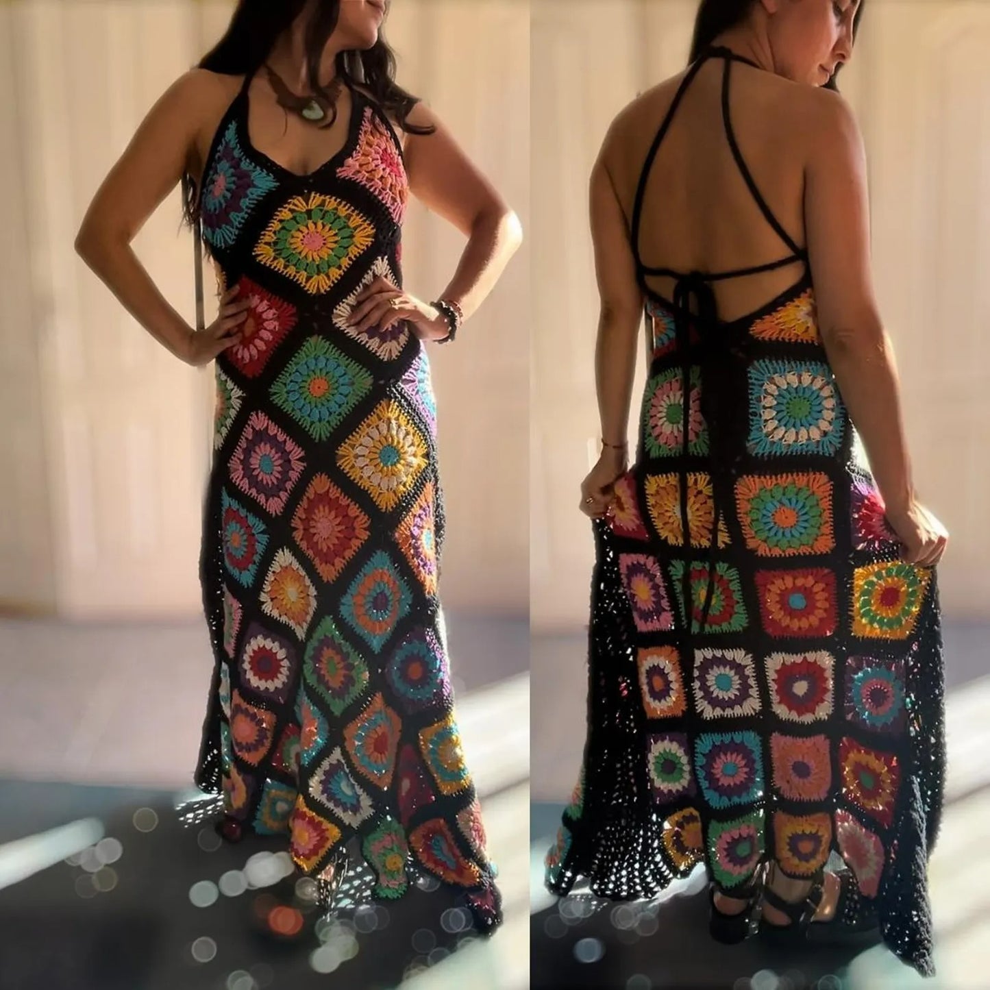 Granny Square Mosaic Dress Crochet Pattern