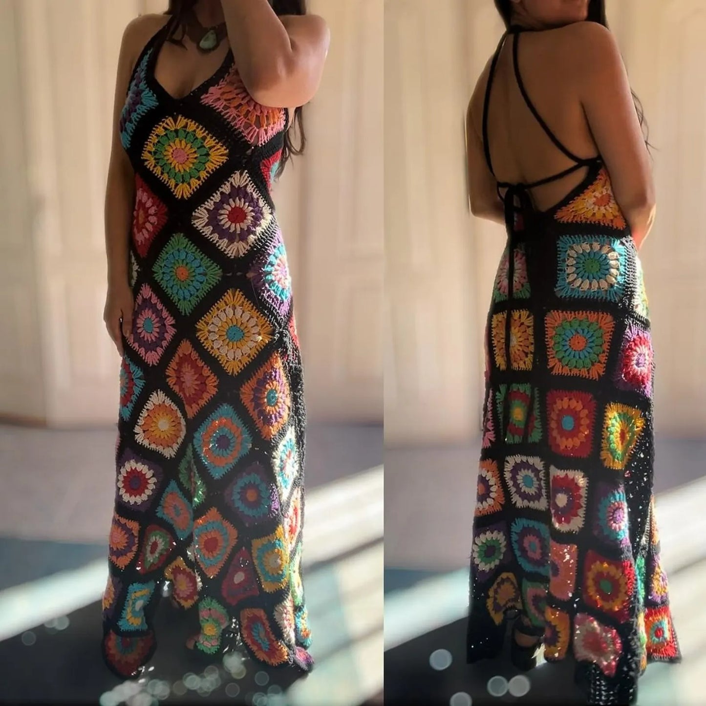 Granny Square Mosaic Dress Crochet Pattern