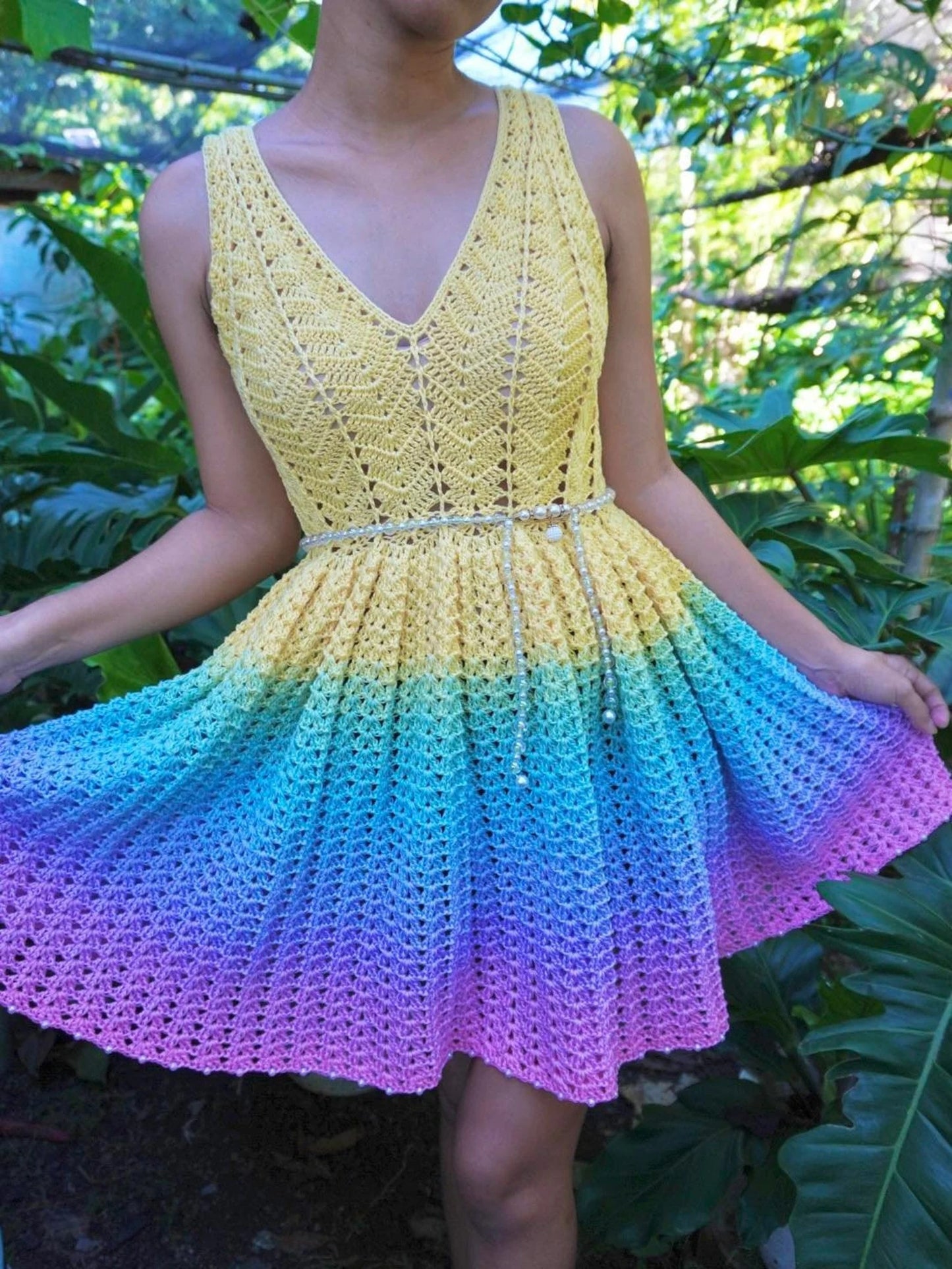 Colorful Cocktail Dress Crochet Pattern