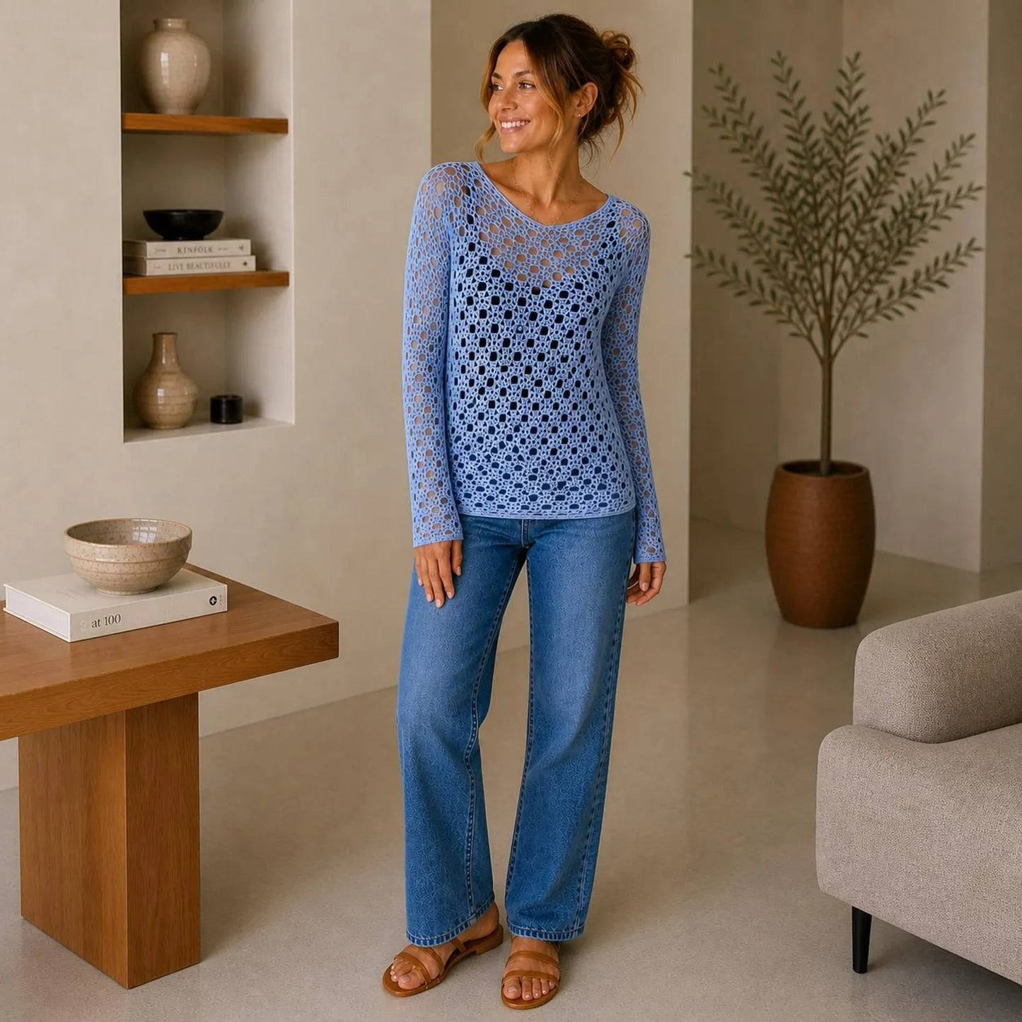 Airy Openwork Knitlook Sweater Crochet Pattern