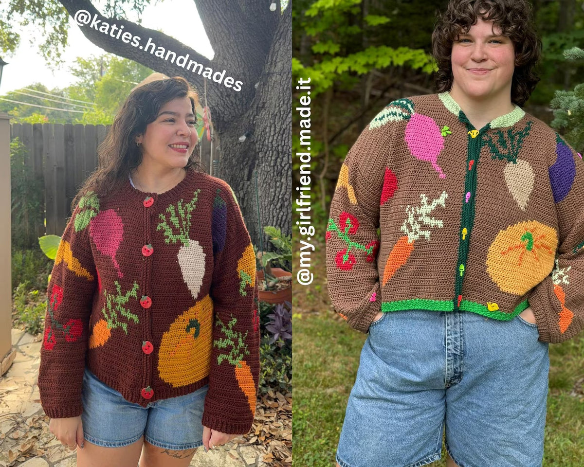 Whimsical Harvest Motif Cardigan Crochet Pattern