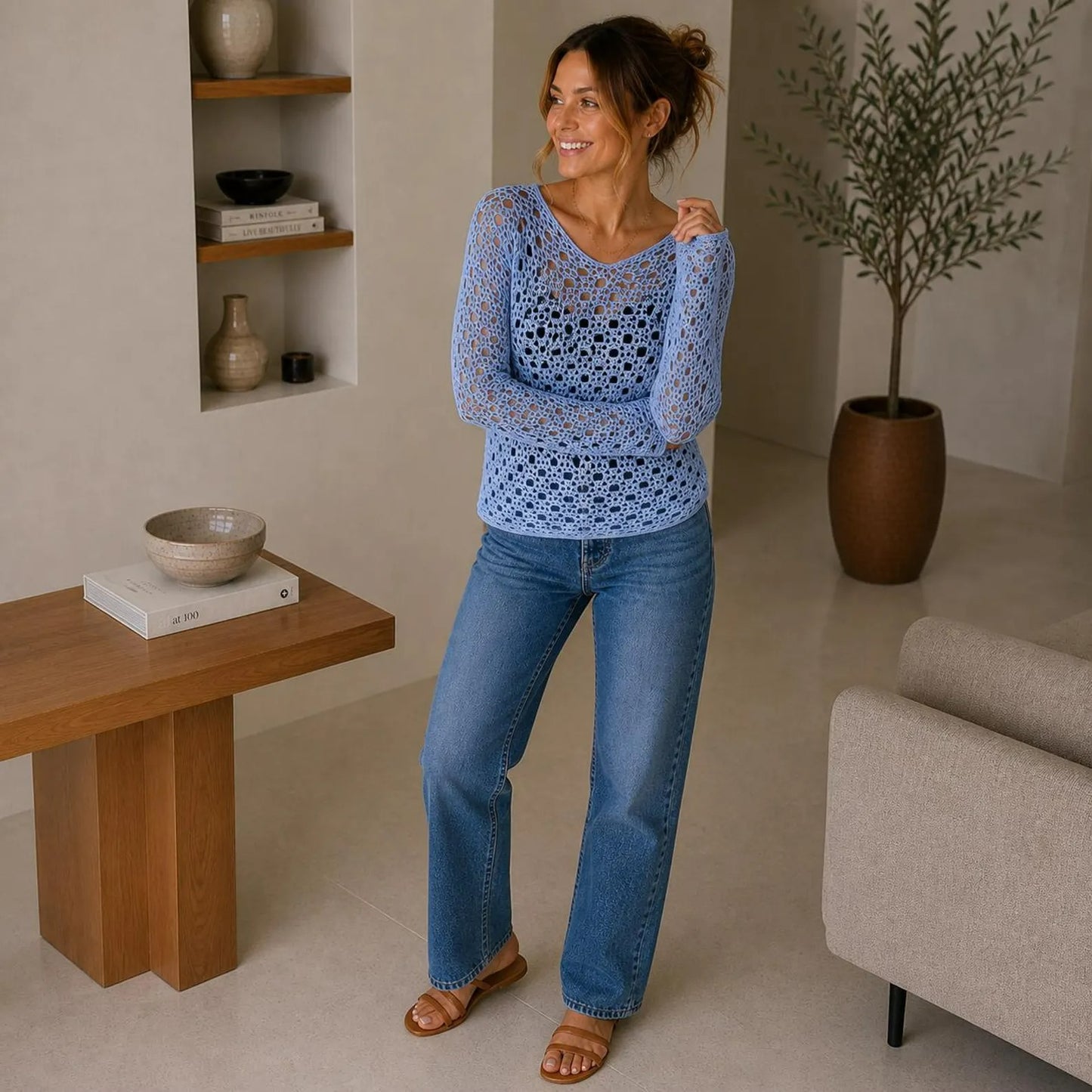 Airy Openwork Knitlook Sweater Crochet Pattern