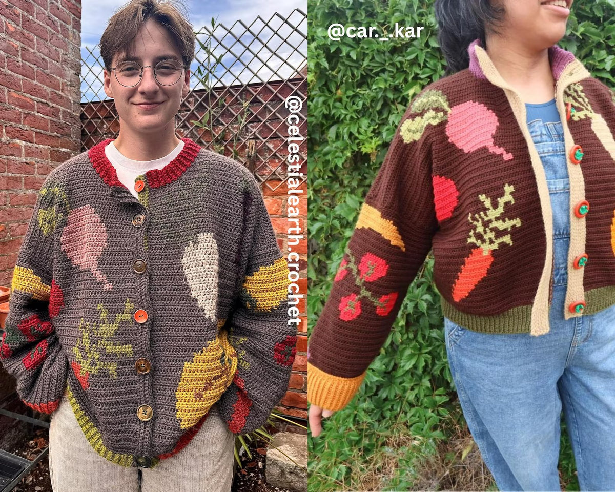 Whimsical Harvest Motif Cardigan Crochet Pattern