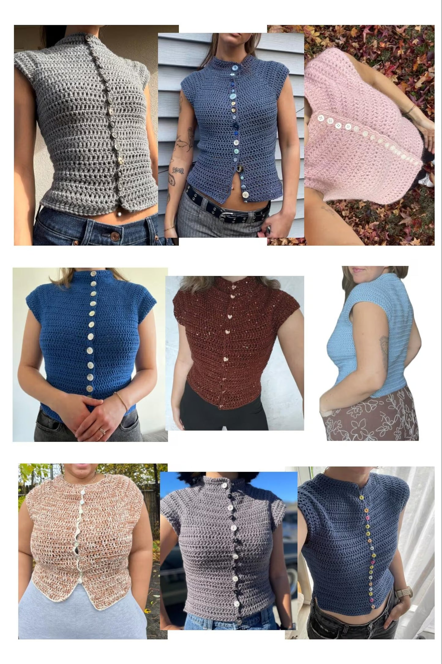 Buttoned Turtleneck Classic Top Crochet Pattern