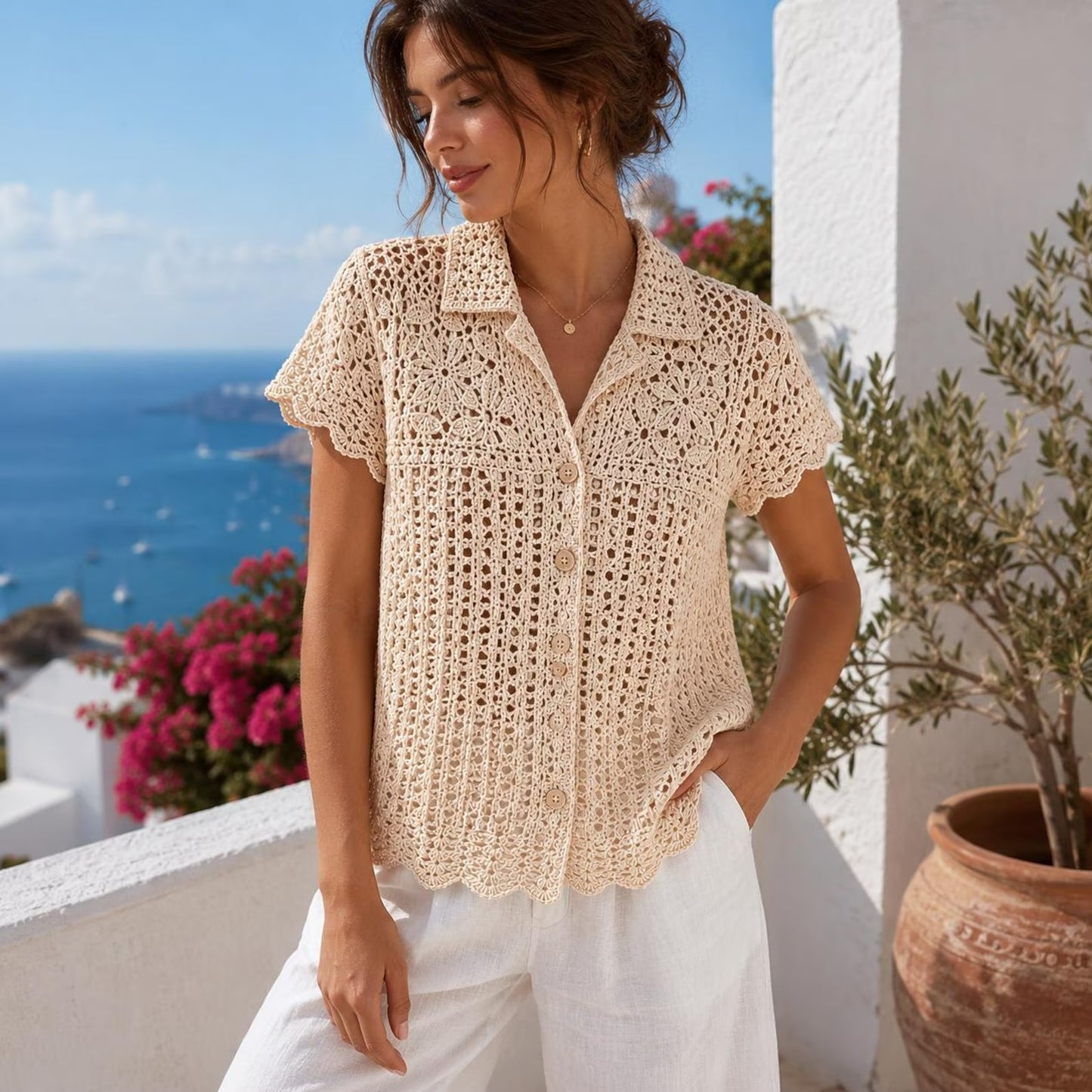 Chic Everyday Fastened Blouse Crochet Pattern