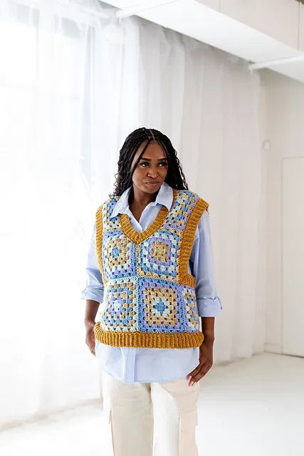 Meadow Stroll Sweater Vest Crochet Pattern