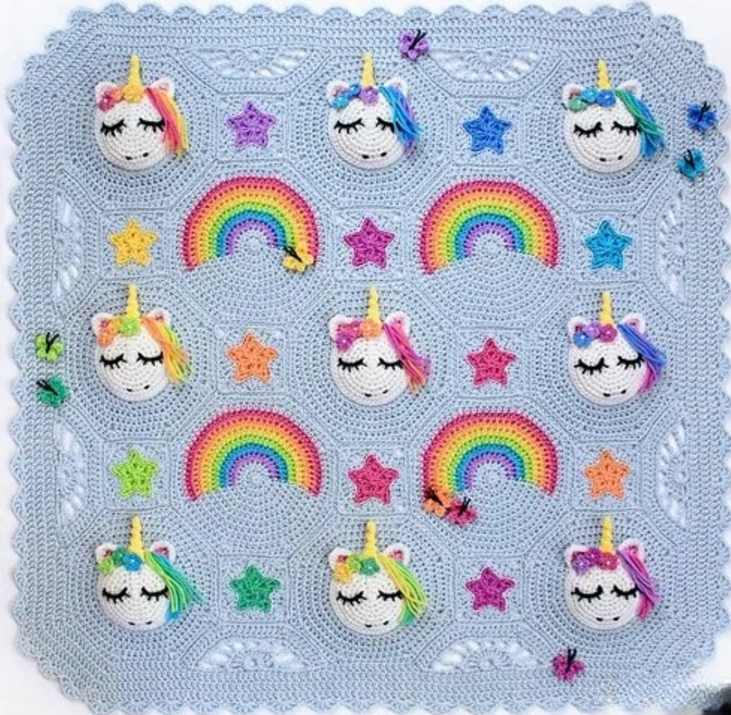 Magical Meadow Unicorn Blanket Crochet Pattern