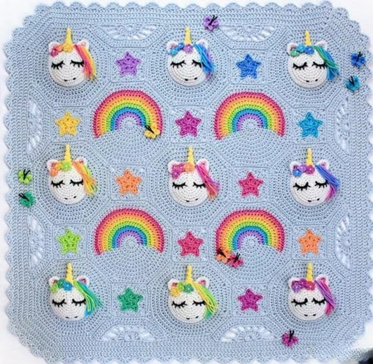 Magical Meadow Unicorn Blanket Crochet Pattern