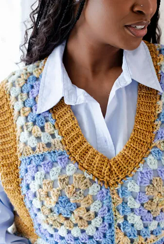 Meadow Stroll Sweater Vest Crochet Pattern