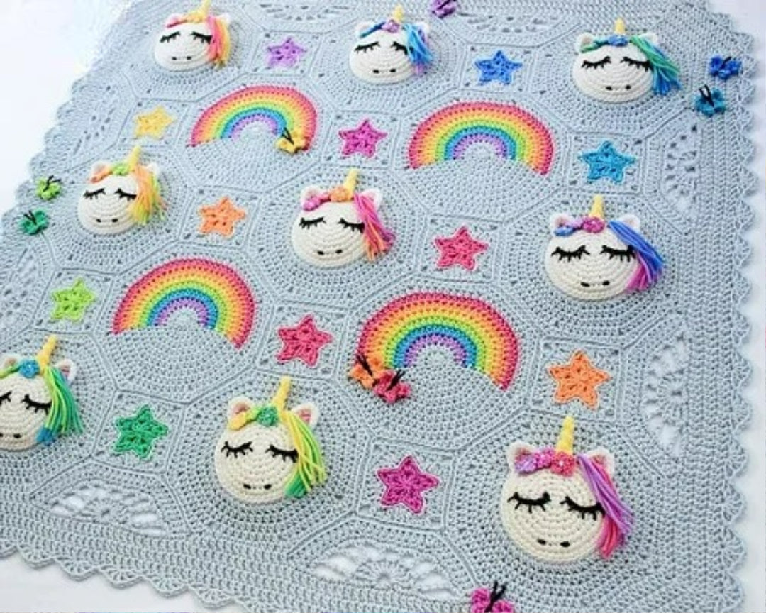 Magical Meadow Unicorn Blanket Crochet Pattern