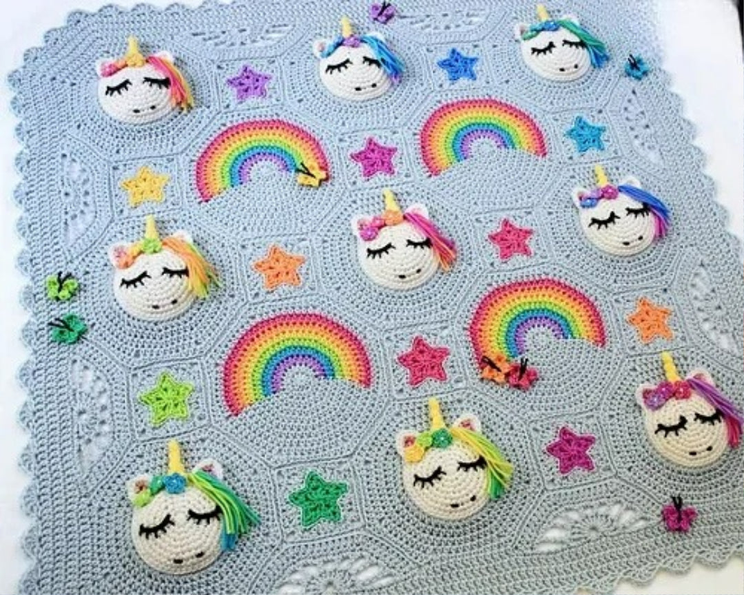 Magical Meadow Unicorn Blanket Crochet Pattern