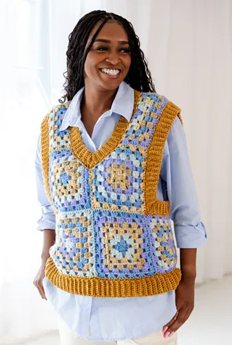 Meadow Stroll Sweater Vest Crochet Pattern