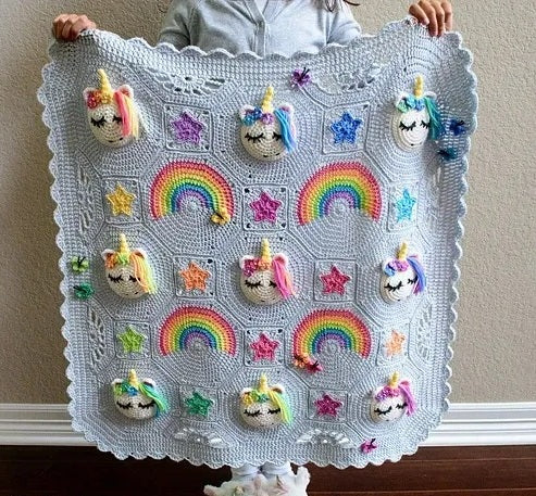 Magical Meadow Unicorn Blanket Crochet Pattern