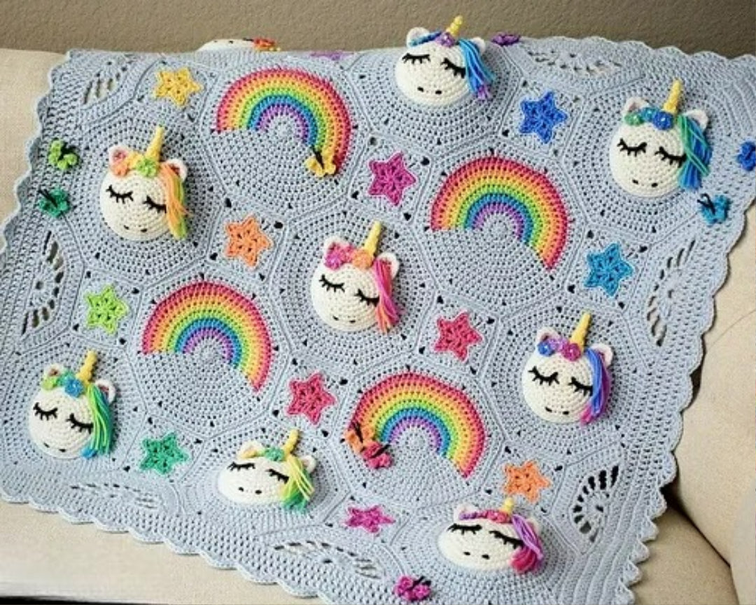 Magical Meadow Unicorn Blanket Crochet Pattern