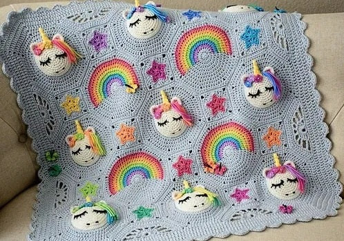 Magical Meadow Unicorn Blanket Crochet Pattern