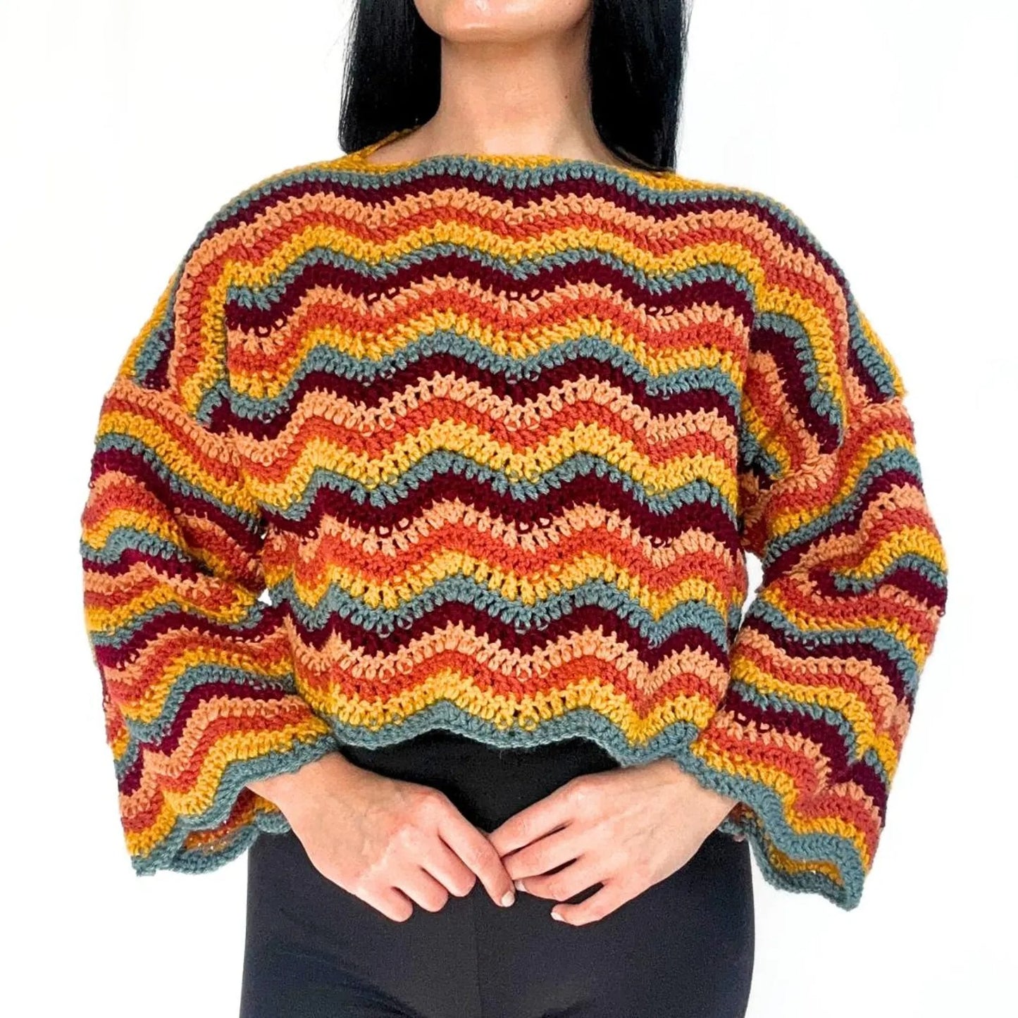 Ripple Texture Cropped Pullover Crochet Pattern