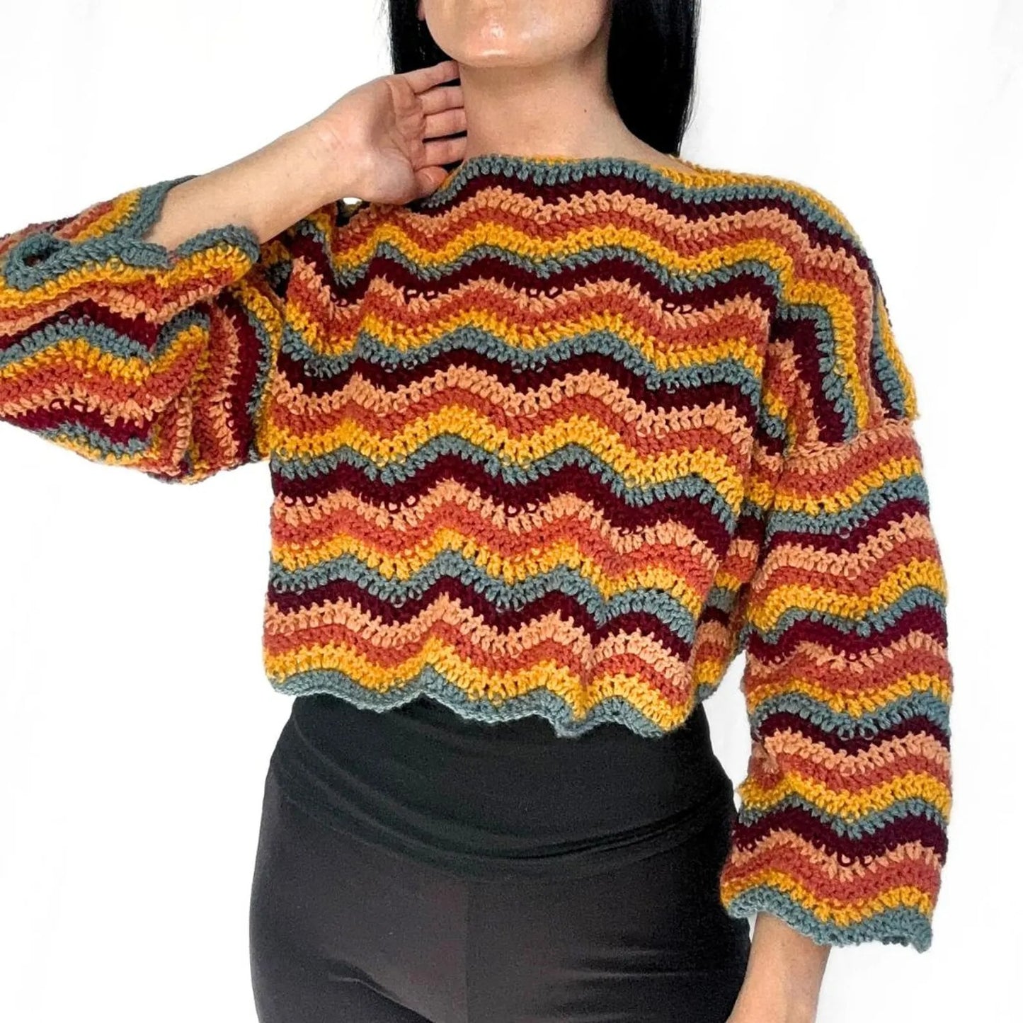 Ripple Texture Cropped Pullover Crochet Pattern