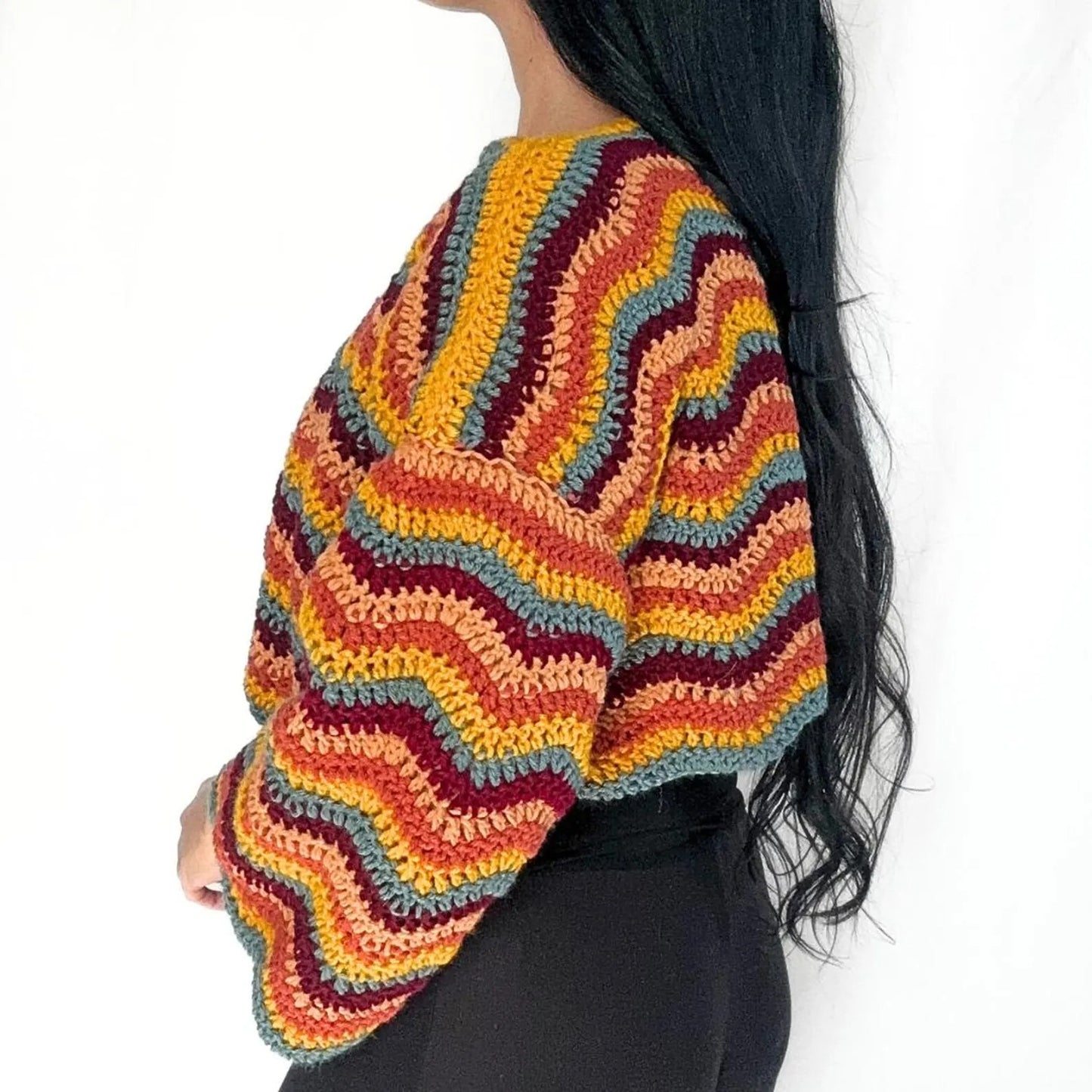 Ripple Texture Cropped Pullover Crochet Pattern
