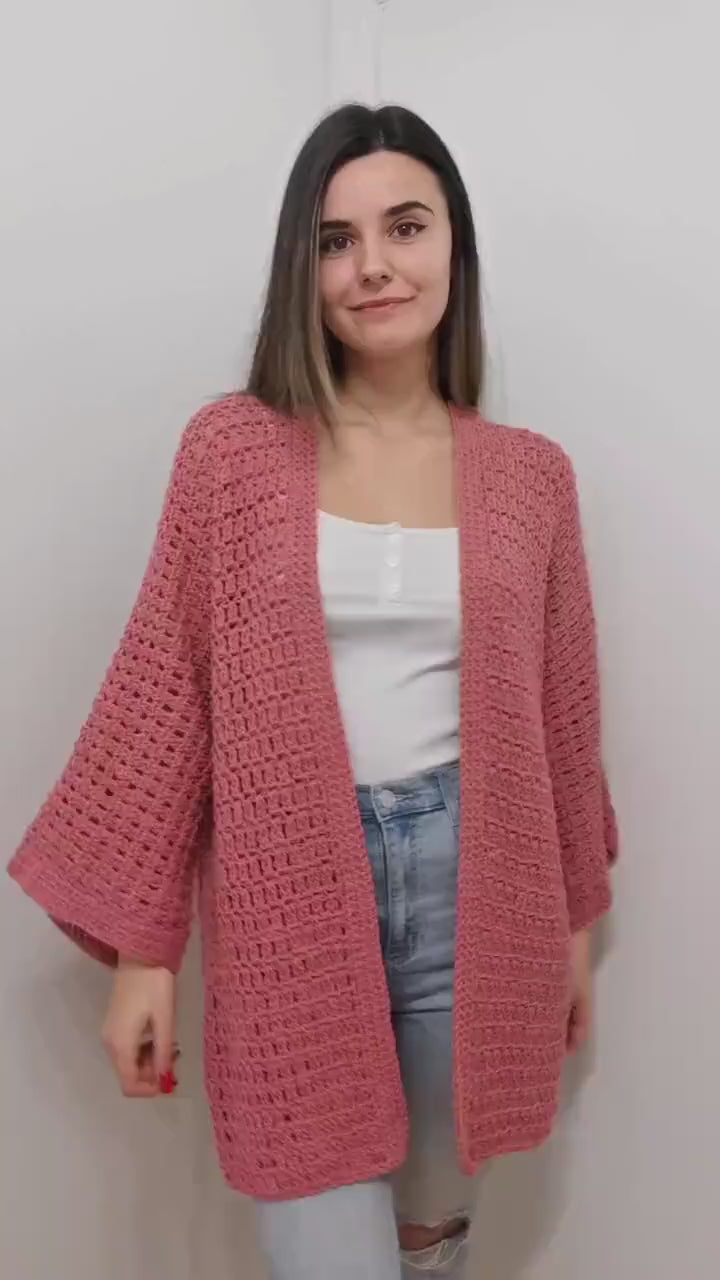 Lacy Texture Cardigan Crochet Pattern - XS to 3XL Sizes – LetCrochet